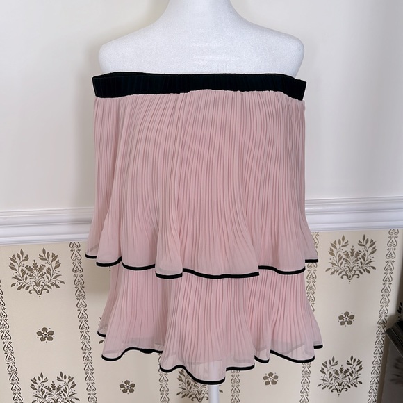 Worthington 2 Piece Short Sleeve Blouse M Light Pink & Lace Pleated Skirt Pink 8 - Picture 13 of 13